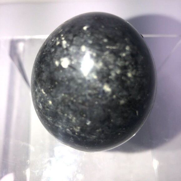 Green and Black Alabaster Egg with wood Stand 2 tall made in Italy 1980 - Picture 4 of 6